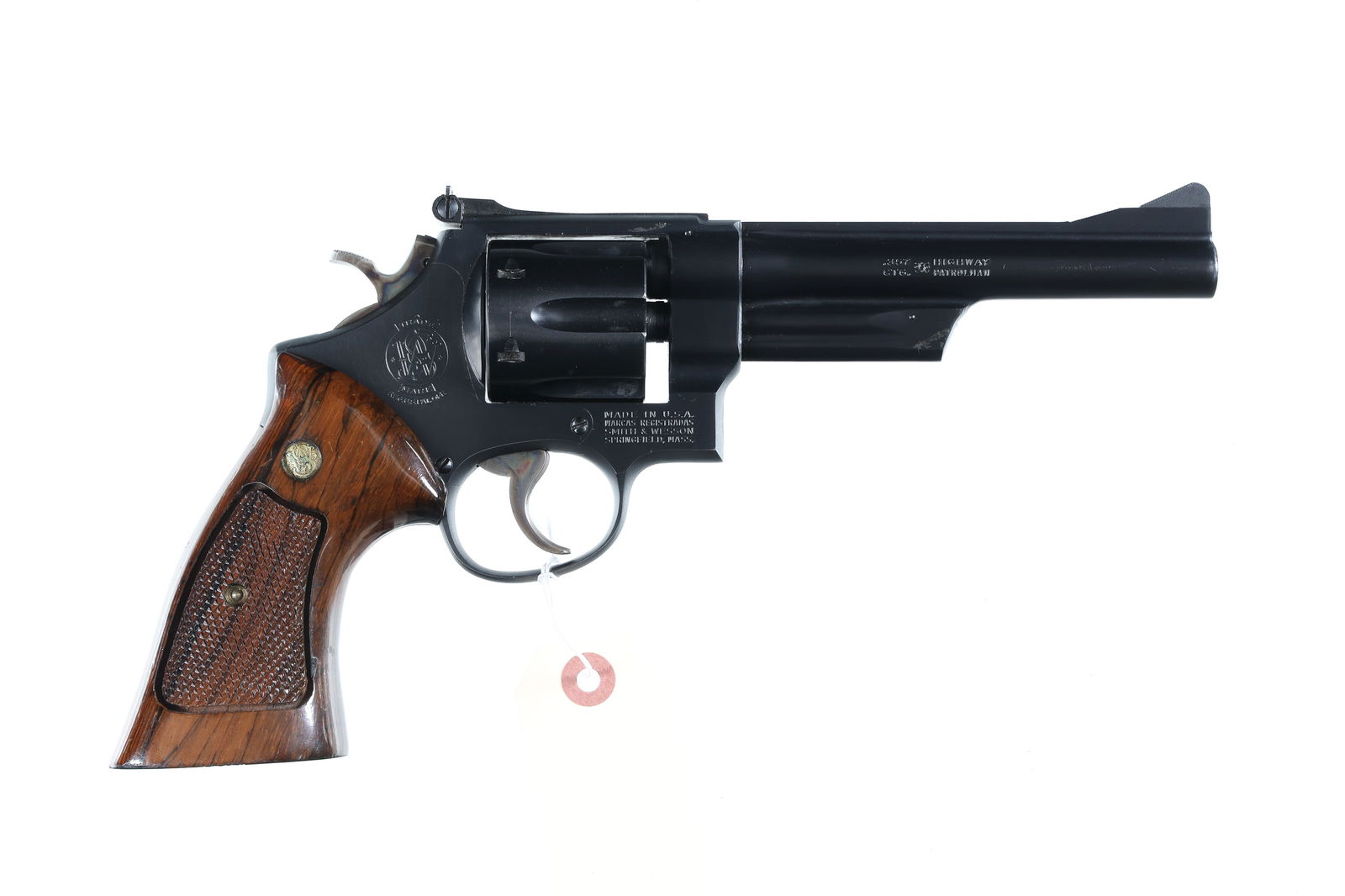 Smith & Wesson 28-2 Revolver .357 mag: .357 mag Serial # N173346 Blue finish, factory target stocks, pinned and recessed barrel and chamber, excellent overall condition with light edge wear. Mechanically excellent. Barrel 6" Modern