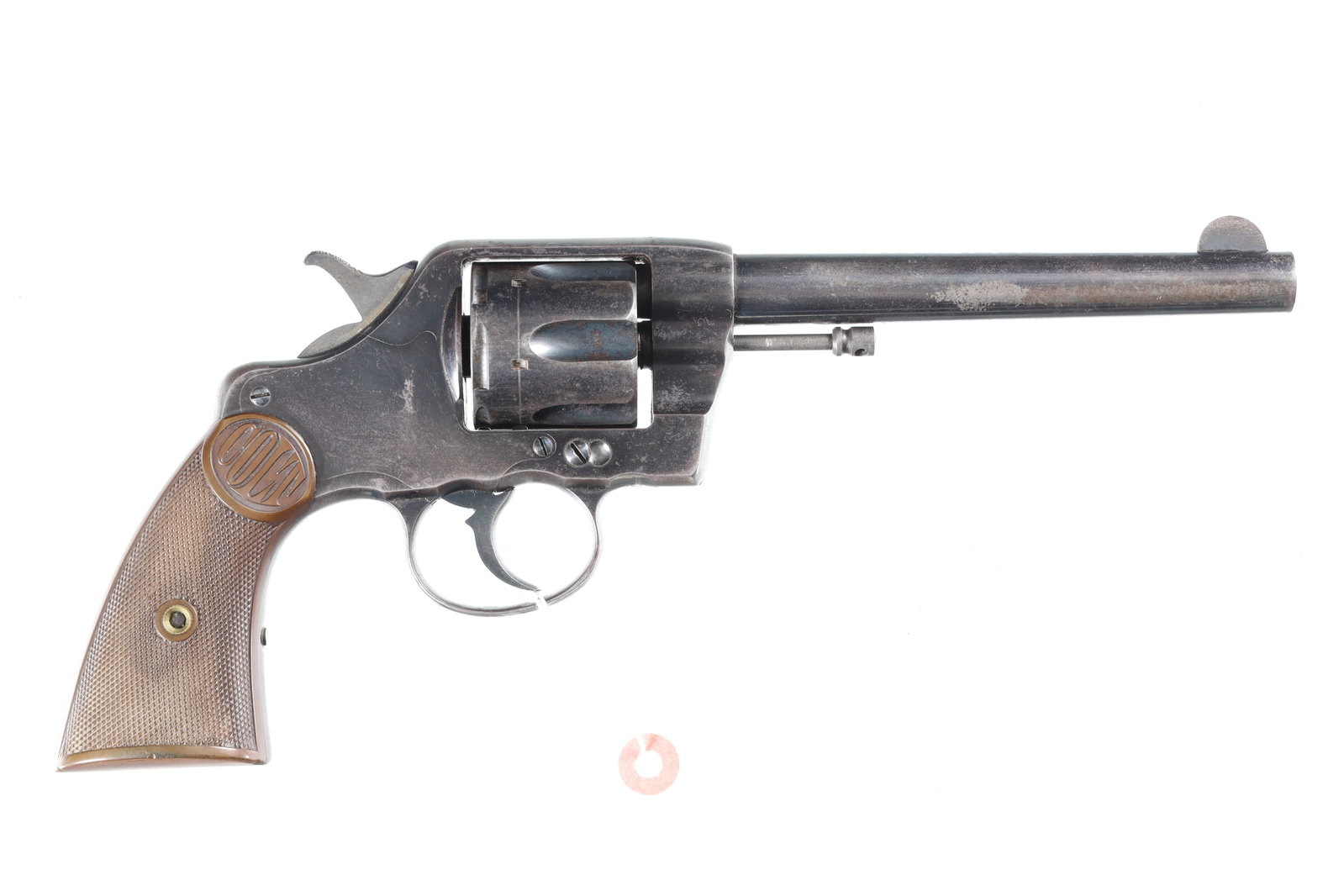Colt D.A. 38 Revolver .38 cal: .38 cal Serial # 99739 Good to very good overall condition, fading original finishes, crisp action. Barrel 6" C&R