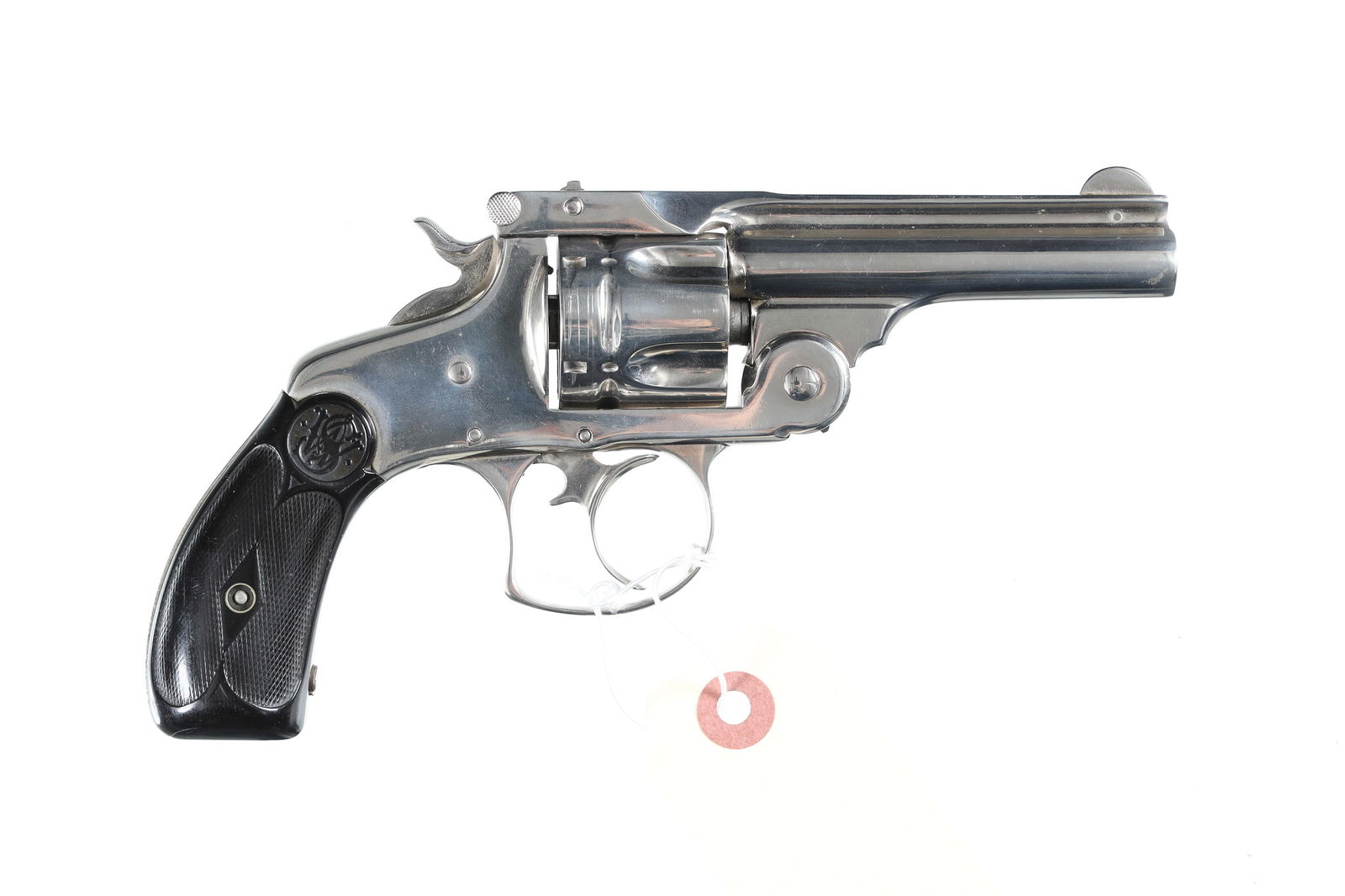 Smith & Wesson Top Break Revolver .32 s&w: .32 s&w Serial # 71305 Nickel finish with factory grips, very good overall condition as refinished, mechanically excellent. Barrel 3 1/4" C&R