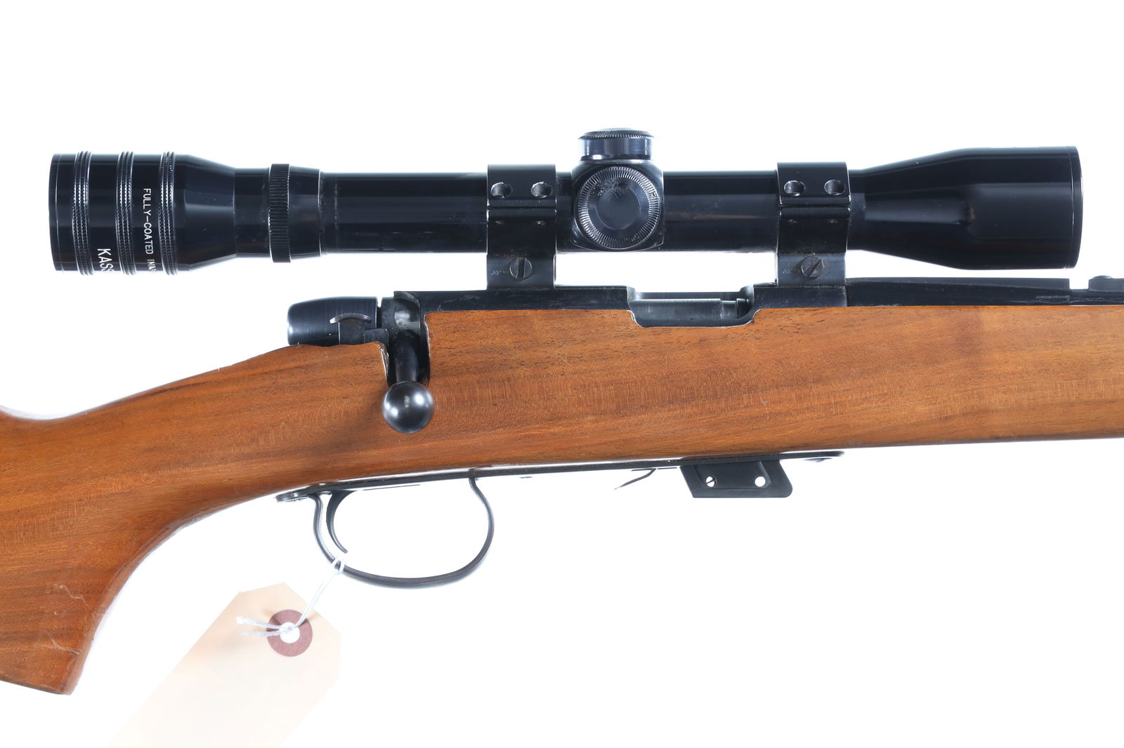 Remington 581 Bolt Rifle .22 sllr: .22 sllr Serial # 1158632 Metal surfaces rate near excellent, crudely bedded and custom stock. Mechanically excellent. With Kassnar 4x32 scope and leather sling. Barrel 24" C&R