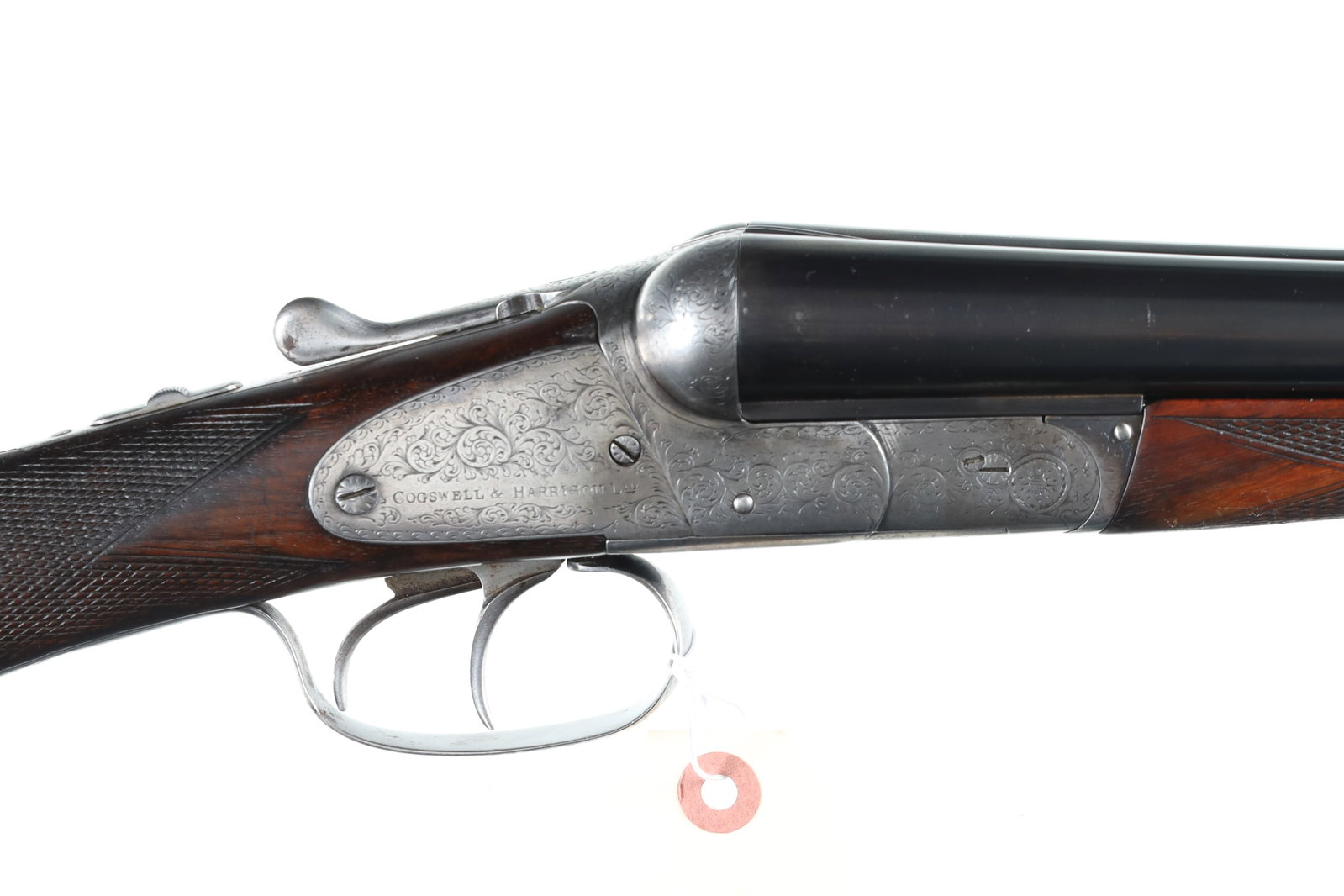 COGSWELL & HARRISON Boxlock Shotgun 12ga: 12ga Serial # 48510 Cogswell & Harrison Sideplated box lock with scroll engraved receiver. 30" Bbl with Improved cylinder and open choke with 2-1/2" chambers. Double triggers with ejectors. Straight w