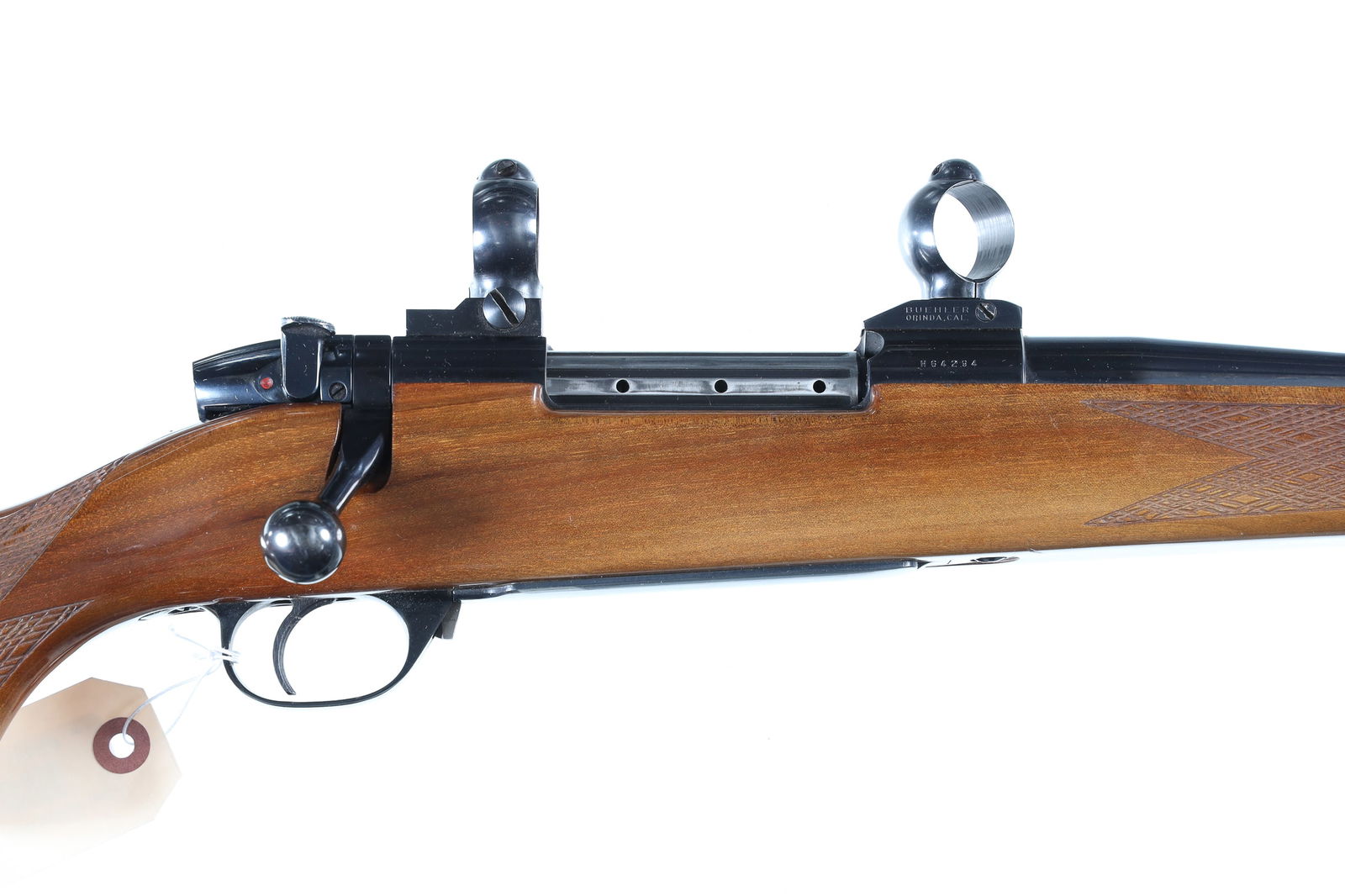 Weatherby Mark V Southgate Bolt Rifle 7mm wb: 7mm wby mag Serial # H64294 Weatherby MKV cal, 7MM Weatherby. Deluxe varnished monte Carlo stock with factory recoil pad. Comes with base and 1" rings. Metal surfaces rate excellent, a few handling ma