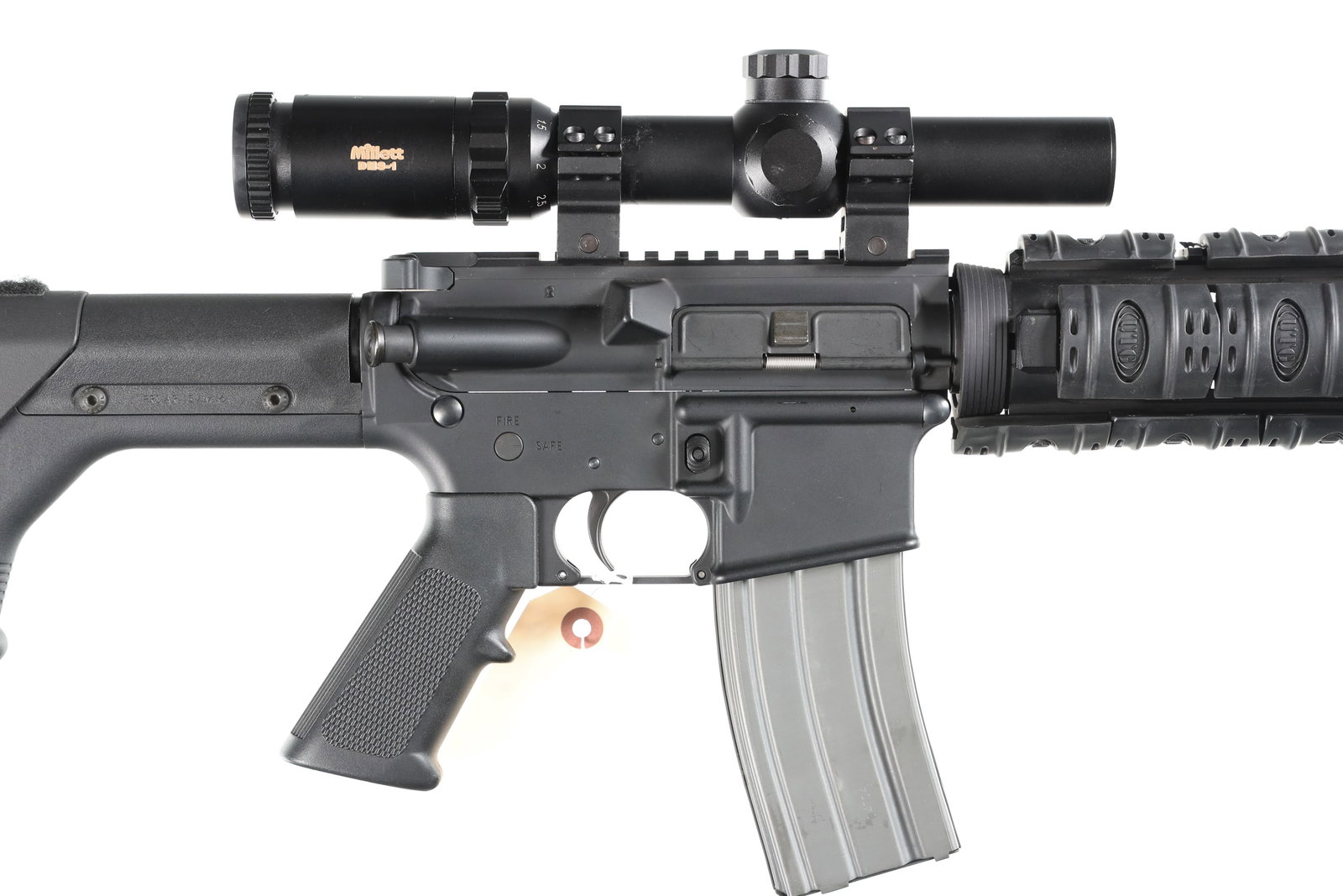 DPMS A-15 Semi Rifle 5.56 Nato: 5.56 Nato Serial # FH111278 Excellent plus overall condition with Magpul furniture, Millett DMS-1 1-4x24 scoped. Mechanically excellent. Barrel 16" Modern