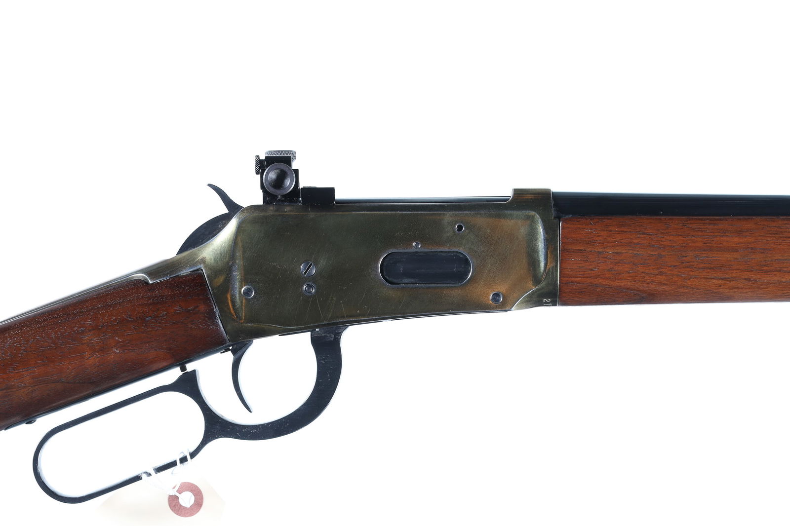 Winchester 94 Lever Rifle .30-30: .30-30 Serial # 2704919 Winchester Model 94 30-30 with globe front target sight and Williams receiver sight. Walnut stocks with recoil pad and gold tone plated receiver to emulate the Model 66. Condit