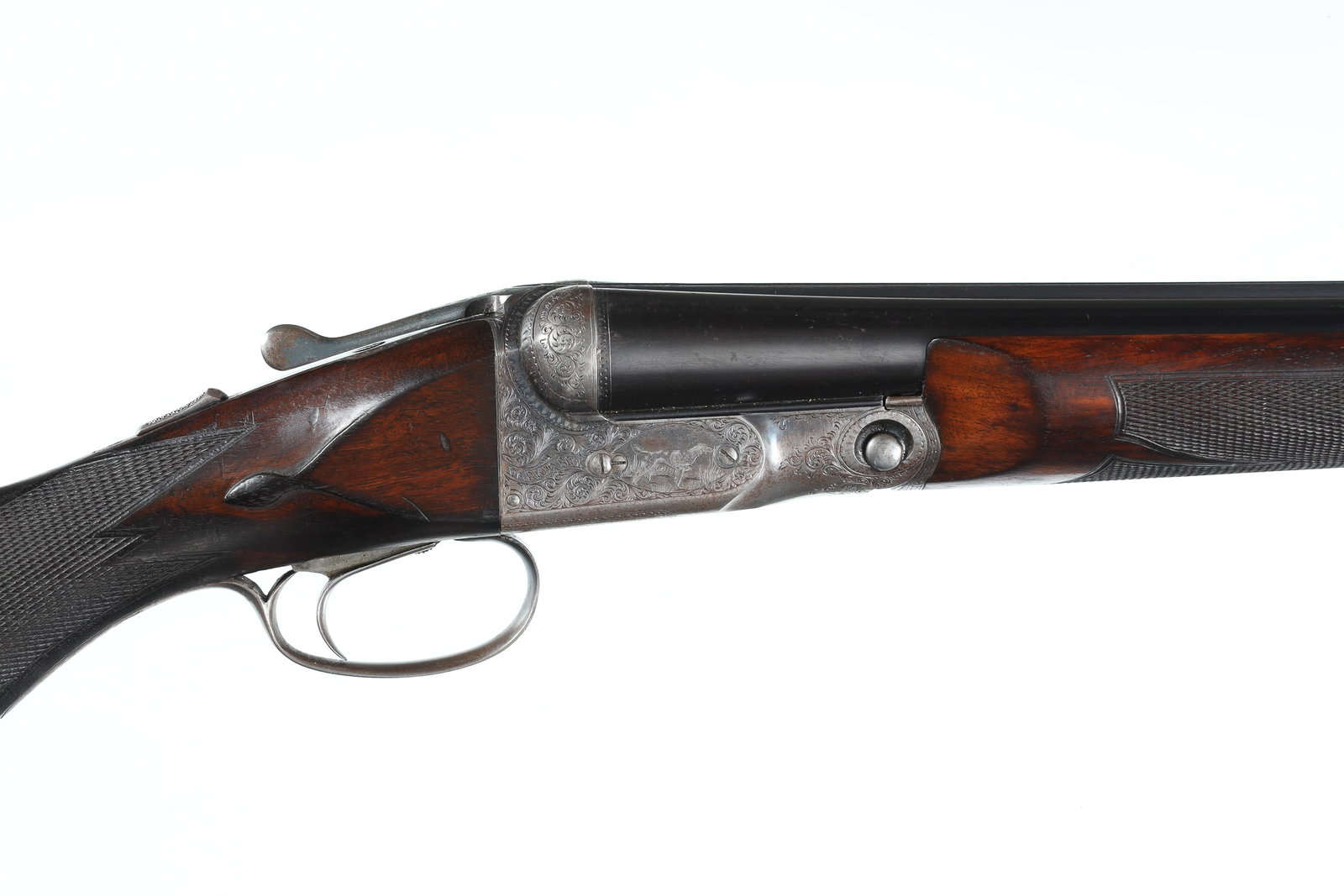 Parker Bros DH-E SxS Shotgun 12ga: 12ga Serial # 200505 Parker Brothers DH-E 12 Ga with 2 5/8" chambers produced 1922 with 32" Full Mod choked Bbl with dual bead sights. Titanic steel / #3 frame single hunter trigger with checkered pis