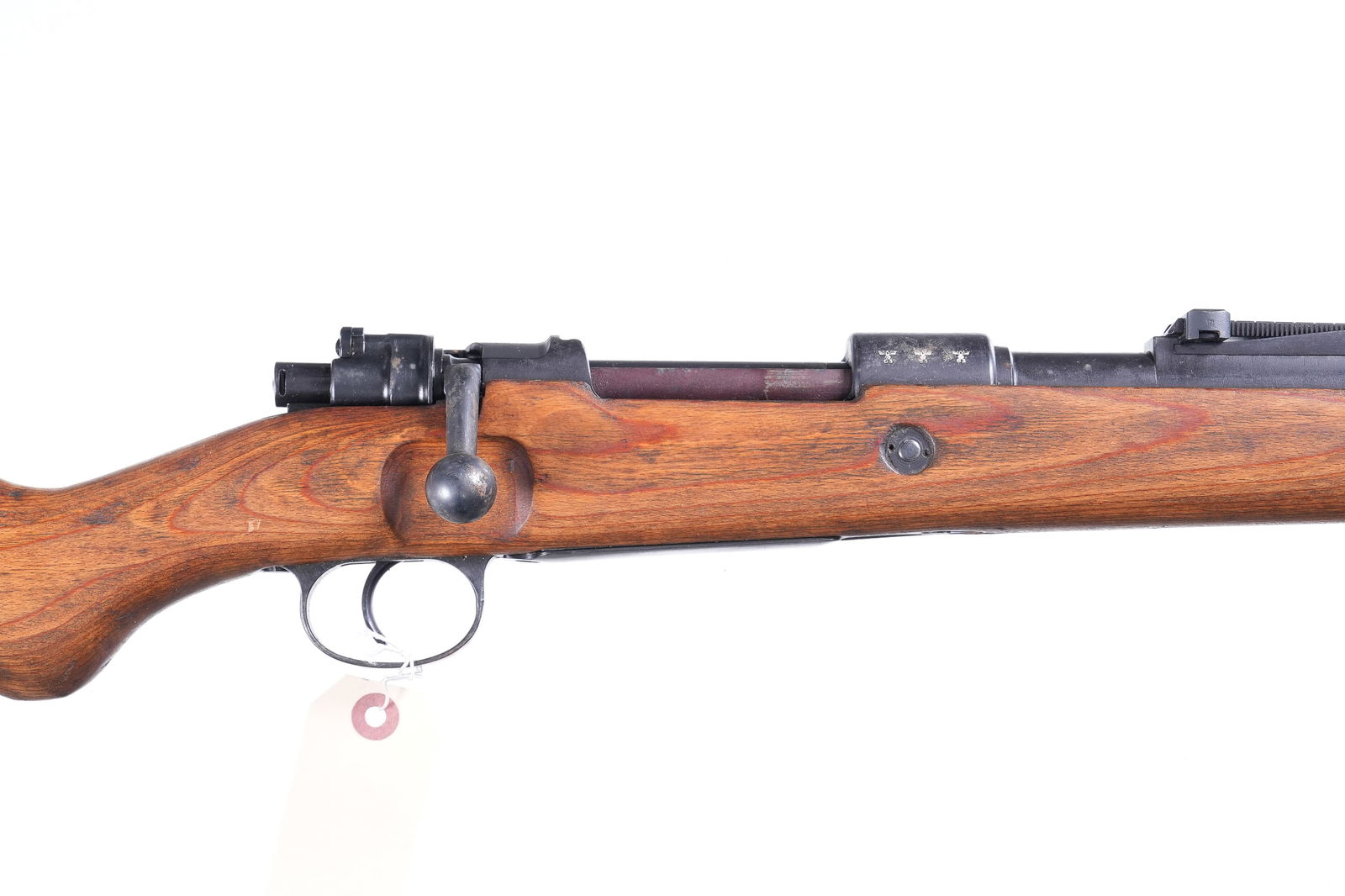 Mauser 98K Bolt Rifle 8mm: 8mm Serial # 7472 Mauser werke 42 code marked receiver with forced matched numbers and laminated stock. Russian refinished with import marking on Bbl. Condition, Very fine as Russian rebuilt. Mechanic