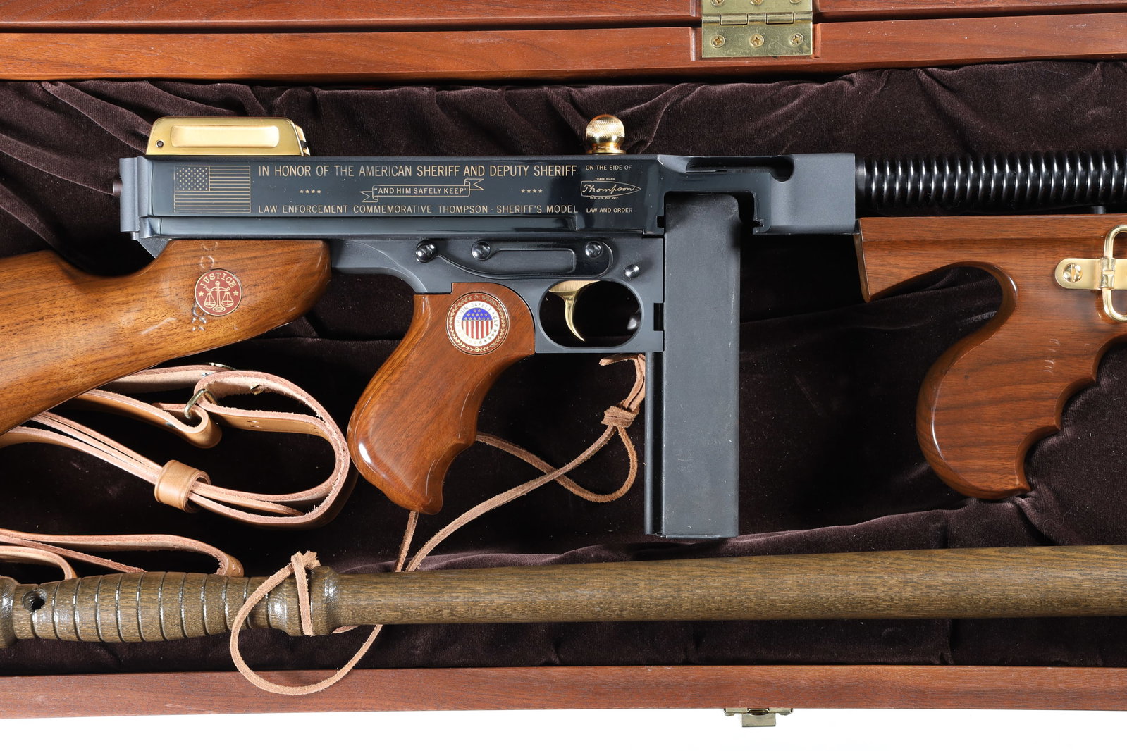 Auto Ordnance Commemorative Semi Rifle .45 A: .45 ACP Serial # 31648 Auto Ordnance/American Historical Foundation Law Enforcement Commemorative Thompson Sheriff's Model. Metal surfaces rate excellent plus, light handling marks to wood. Includes g