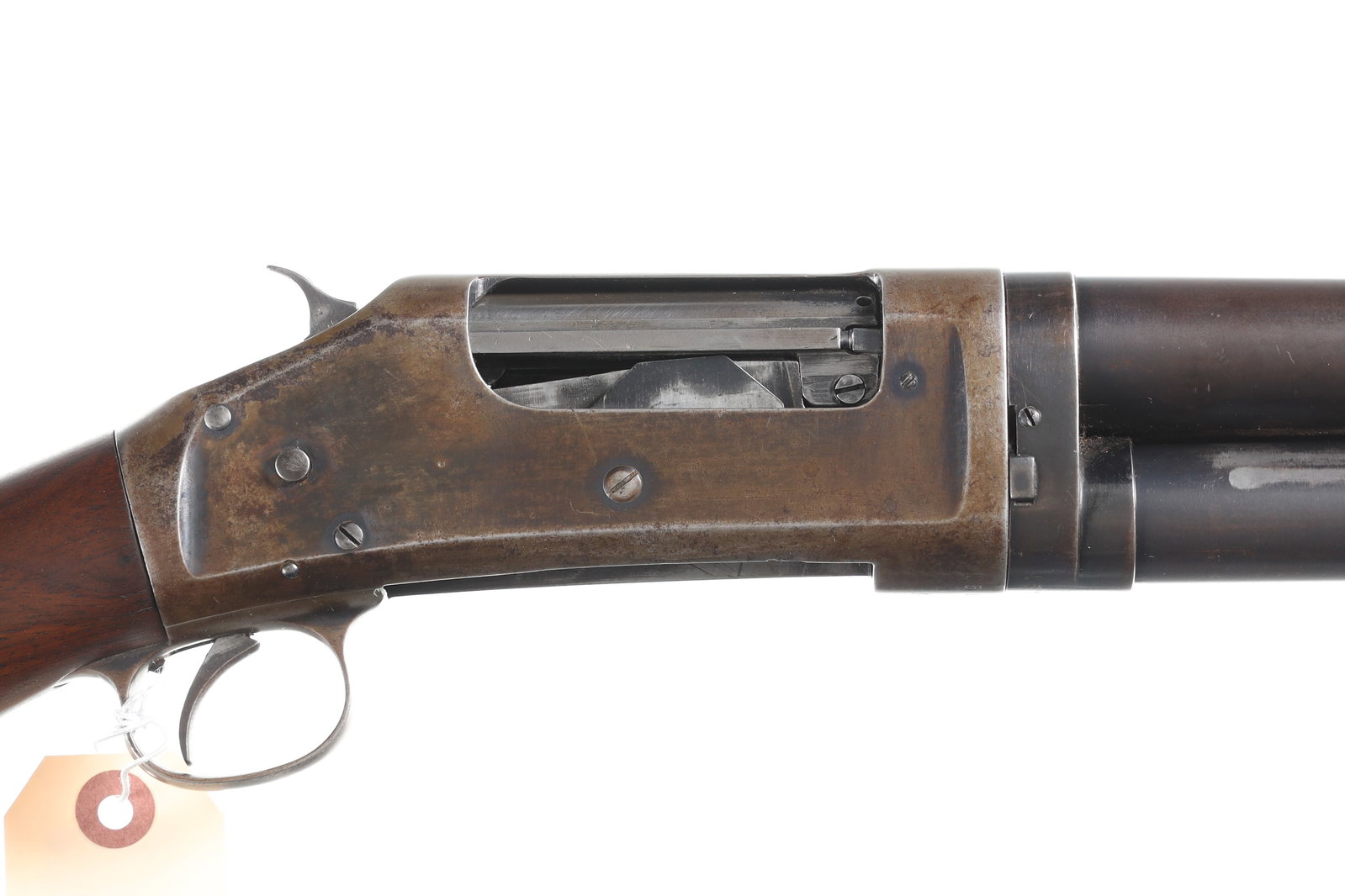 Winchester 1897 Slide Shotgun 12ga: 12ga Serial # 151376 Good overall condition, mechanically fine. Manufactured in 1951. 2 7/16" chamber, full choke, 13 1/4" LOP. Barrel 30" C&R