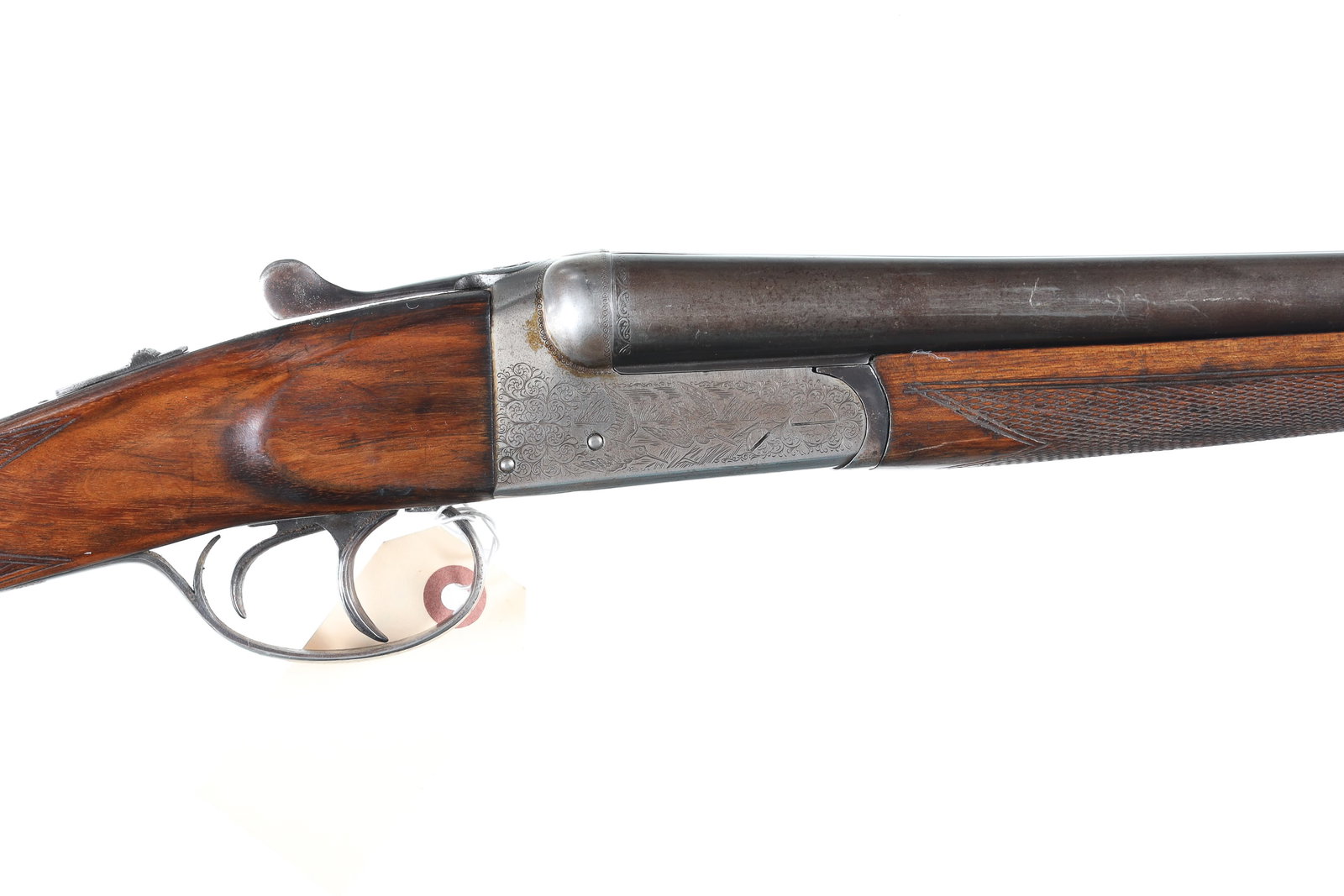 Gunmark Kestrel SxS Shotgun 20ga: 20ga Serial # 343348 Gunmark-Kestrel 20 Ga, boxlock double with 2-3/4" chambers and choked Mod& imp cyl. Double triggers with ejectors, Varnished checkered English straight stock cut-down for youth or