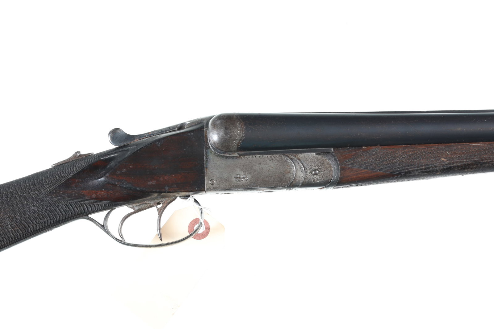 Simson Suhl Krupp SxS Shotgun 16ga: 16ga Serial # 138 Simson 16 Ga, double shotgun. Box lock with double triggers and lifter extractors. Varnished checkered straight English stock with sling swivels. LOP 13 3/4" with 3/4" extension. DAC