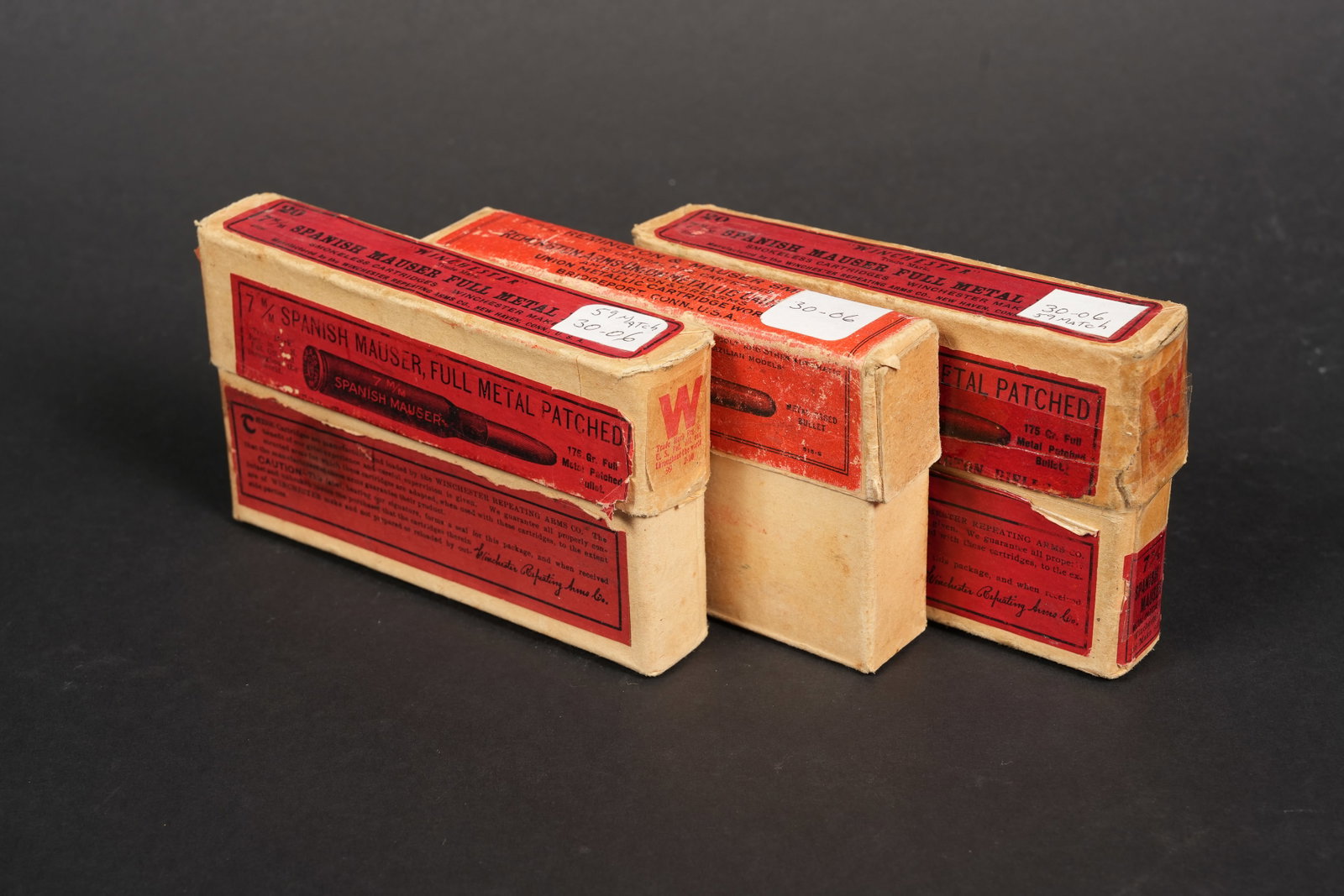 3 Bxs Vintage Winchester/Remington .30-06 Ammo: 3 boxes of Vintage Remington and Winchester 7mm Spanish Mauser (.30-06) ammo. Remington box has 19/20 rounds. 59 rounds overall