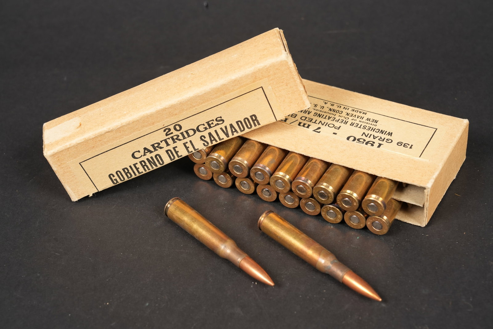 Box of Vintage Winchester 7mm Ammo: 1 box of vintage Winchester 7mm 139gr cartridges, 20 rds