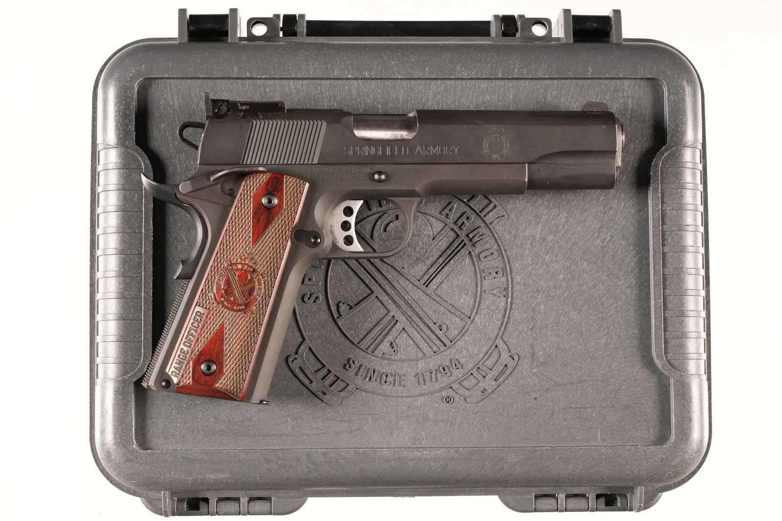 A4728 Springfield Armory 1911-A1 Pistol .45 ACP: .45 ACP Serial # 502492 Very good overall condition with minor abrasions and handling marks in factory case numbered to gun with extra magazine. Mechanically excellent.