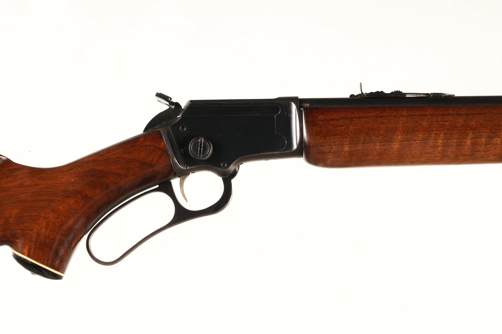 Marlin Golden 39 A Lever Rifle .22 sllr: .22 sllr Serial # S5460 Marlin Model 39A, 22 S-L-LR lever action rifle produced 1959 with Micro groove rifled barrel, tube magazine, High gloss varnished walnut pistol grip stock with checkered butt p