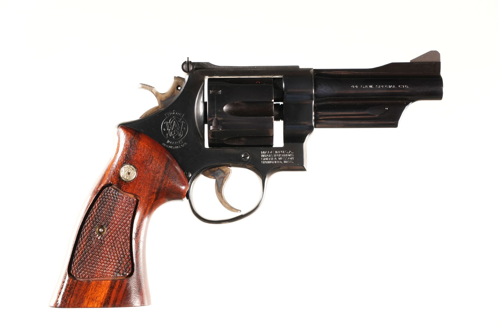 Smith & Wesson 24-3 Revolver .44 spl: .44 spl Serial # ABZ5565 Smith & Wesson Model 24-3 44 Spl with 4" Bbl, Checkered Target grips with S&W medallions. Condition, Excellent with 99% finish. Mechanically excellent Barrel 4" modern
