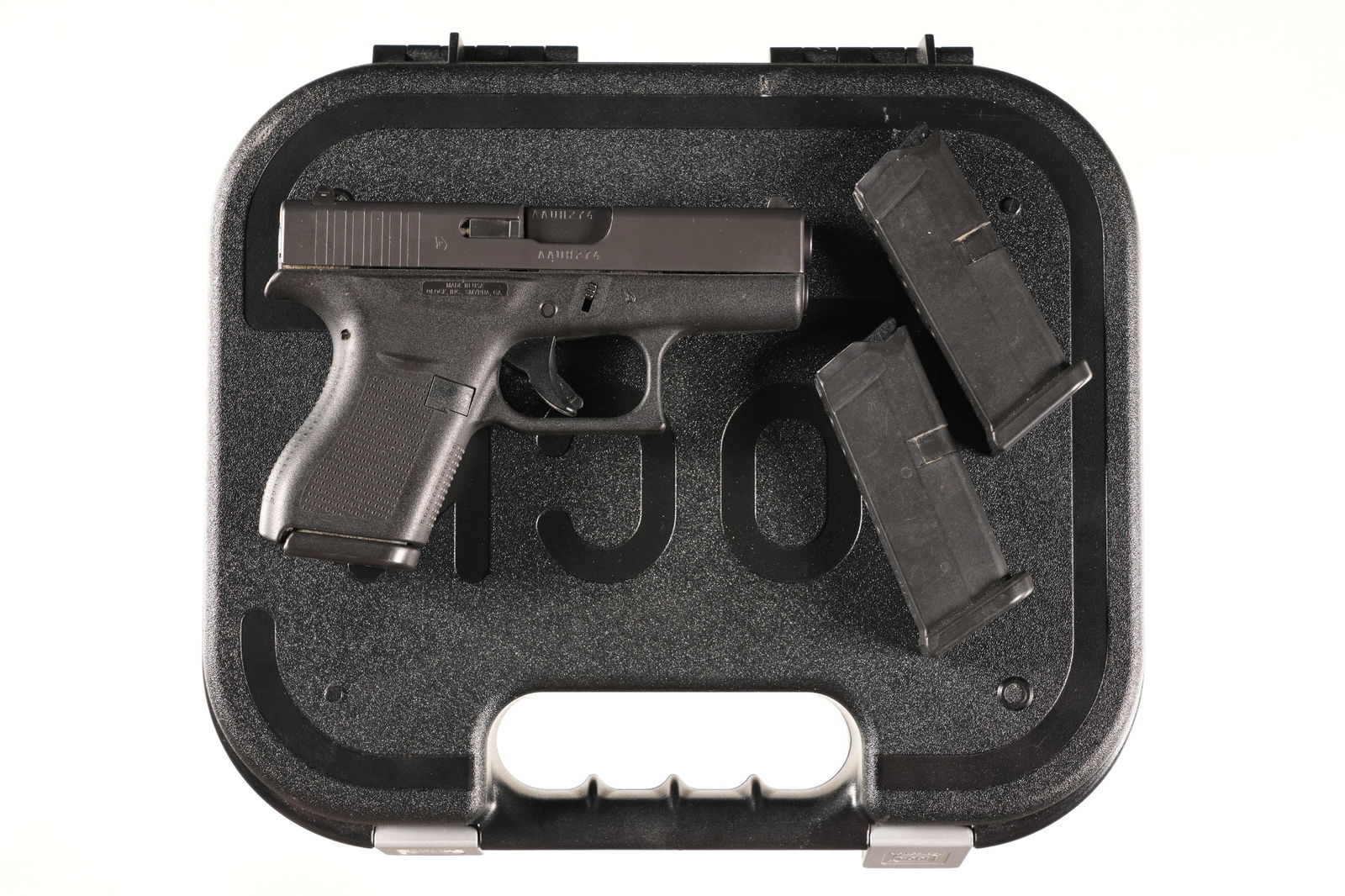 Glock 42 Pistol .380 acp: .380 acp Serial # AAUH274 Like new factory box numbered to gun, 2 additional magazines. Barrel 3" Modern. Glock, founded in 1981 in Austria, revolutionized handguns with its polymer frame, with the G4
