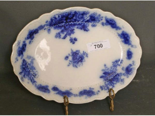 Flow Blue Platter: Flow Blue Platter; Live auction by Montrose Auction, Inc. Established 1977. We accept PayPal, Money Orders. All items shipped from Montrose, GA 31065 if not picked up at the sale site. Unable to answe