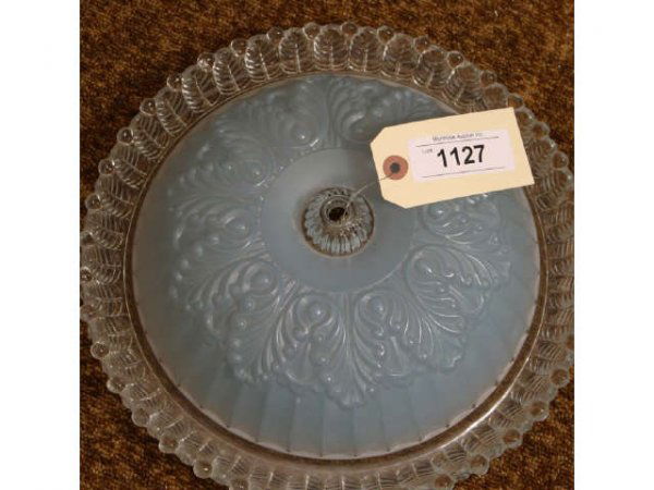 Vintage Light Fixture, glass, blue with ruffled e: Vintage Light Fixture, glass, blue with ruffled ed Live auction by Montrose Auction, Inc. Established 1977. We accept PayPal, Money Orders. All items shipped from Montrose, GA 31065 if not picked up a