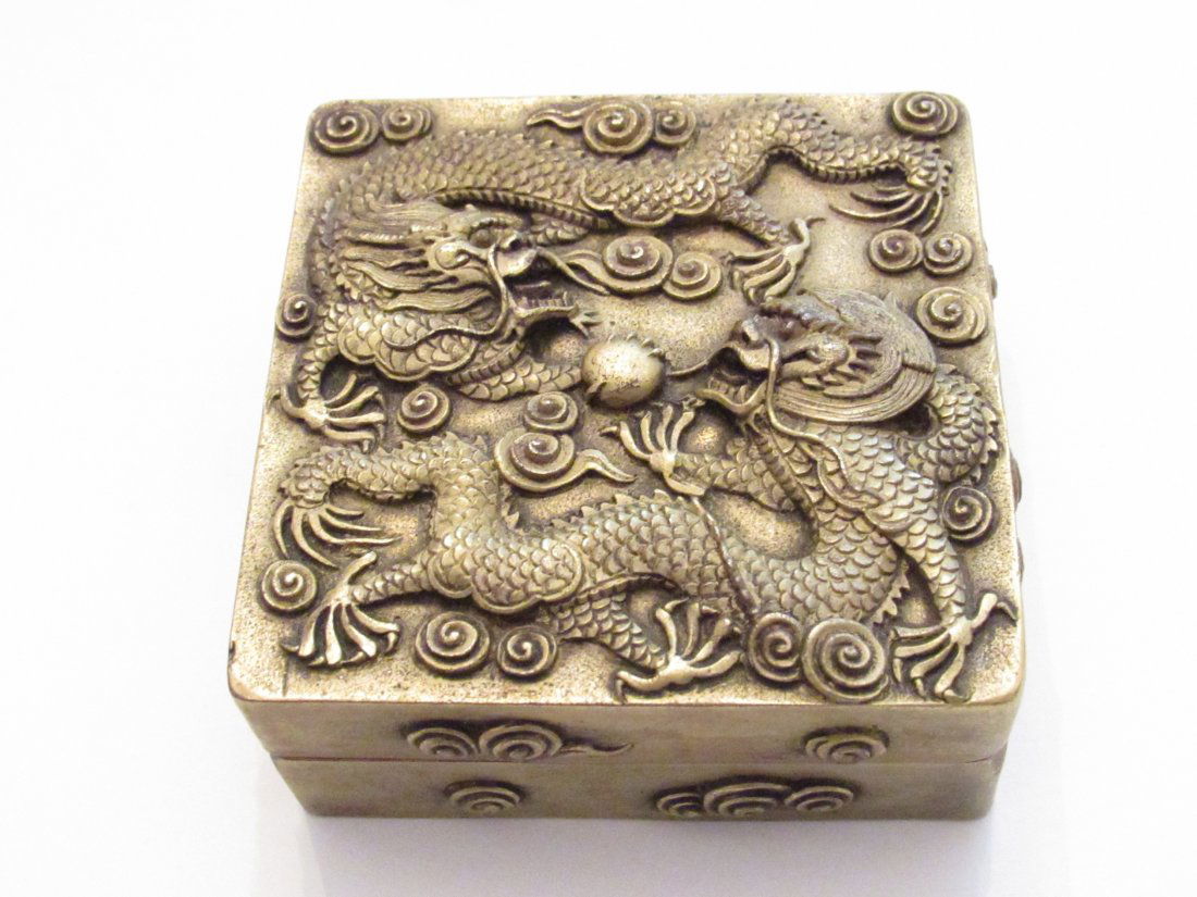Gilt Bronze Covered Box, Imperial Dragon Motif (1 of 4)