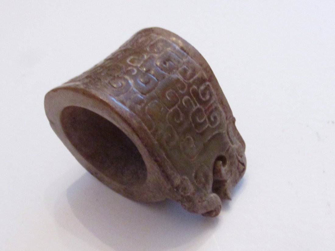 Archaistic Jade Archer's Thumb Ring, Sprouting Grain (1 of 5)