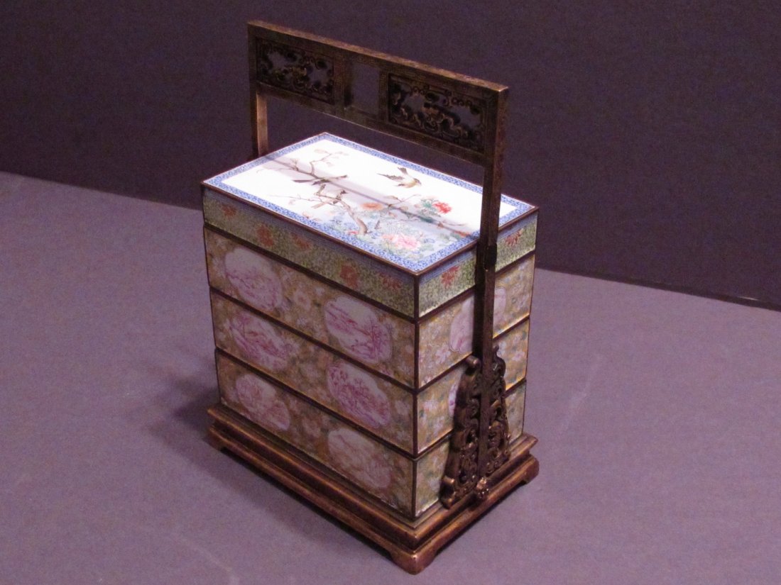 Yellow Beijing Enamel Stacked Cloisonne Wedding Boxes (1 of 8)