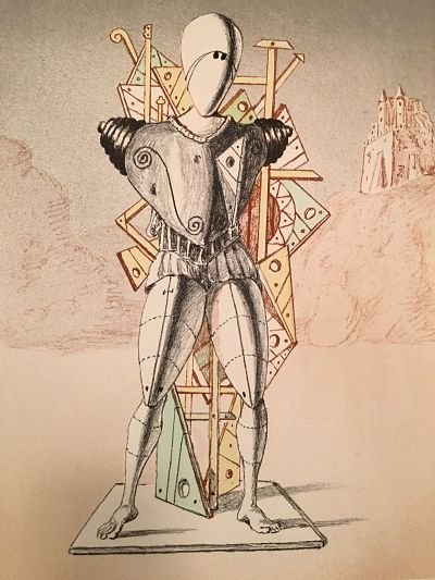 Trovatore 1972 by Giorgio De Chirico: Trovatore 1972 second version 5 color lithograph Hand-signed in pencil by Artist Edition: of 99 Reference: catalogo dell-opera grafica 1969-1977 Edoardo Brandani NÃƒÂ§157 Stamped by Printer Albert