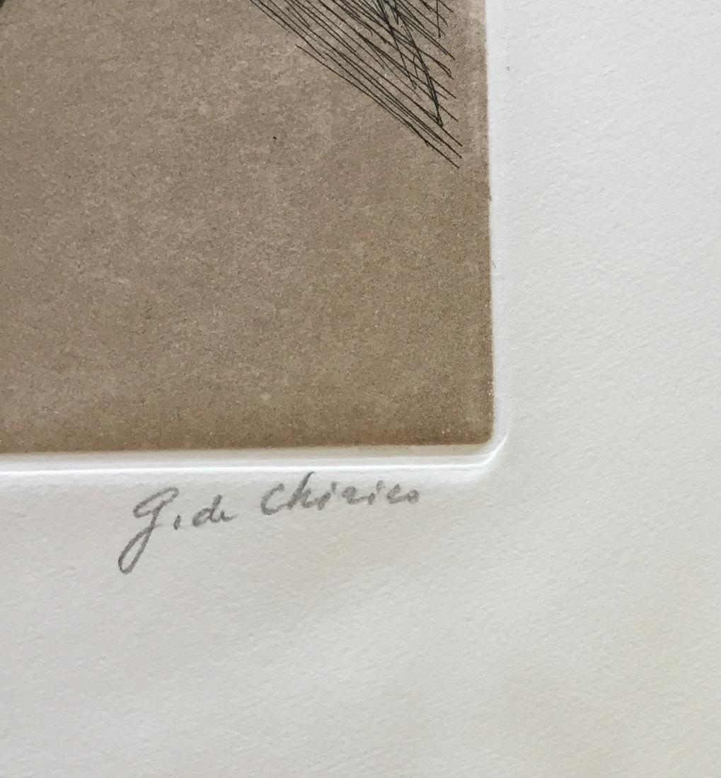 La musa della storia 1970 by Giorgio De Chirico: La musa della storia 1970 First version 2 color engraving Hand-signed in pencil by Artist Edition: of 48 Reference: catalogo dell-opera grafica 1969-1977 Edoardo Brandani N9 Stamped by Printer Alberto
