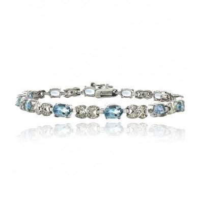 7.15ct Blue Topaz & Diamond Accent X & Oval Bracelet (1 of 1)