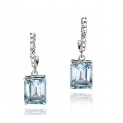 Sterling Silver 5.5ct Blue Topaz & Diamond Earrings (1 of 1)
