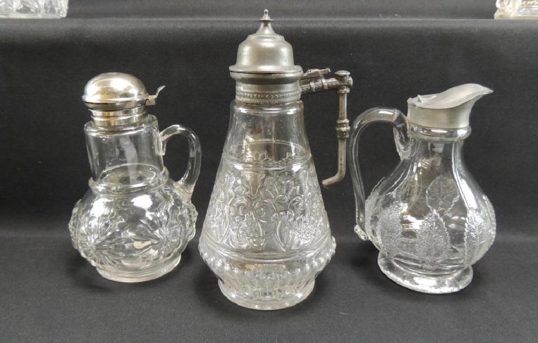Group of 3 Antique EAPG Clear Glass Syrups (1 of 5)