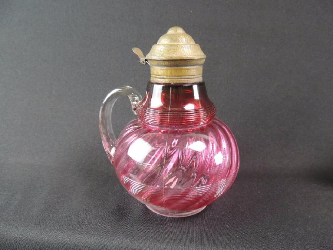 Northwood's Threaded Swirl Tall Rubina Antique Syrup (1 of 3)