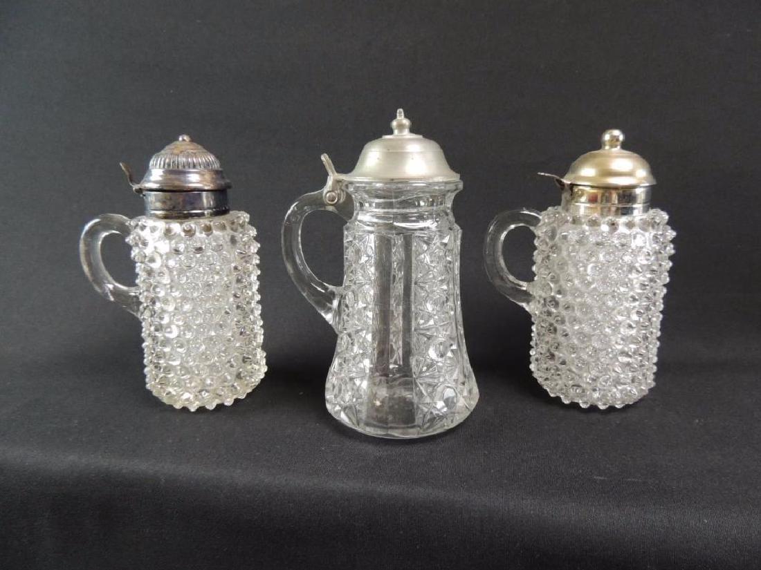 Group of 3 Antique Clear EAPG and Hobnail Glass Syrups (1 of 6)