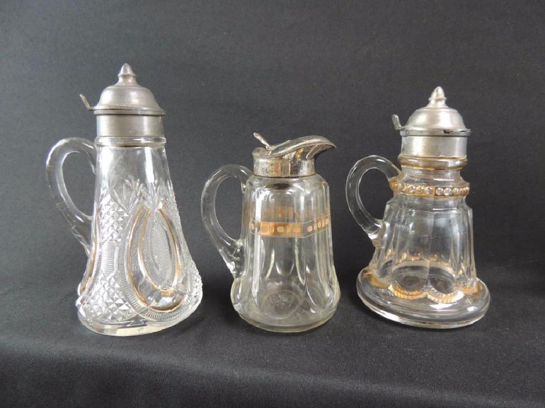 Group of 3 Antique EAPG Clear Glass Syrups (1 of 4)