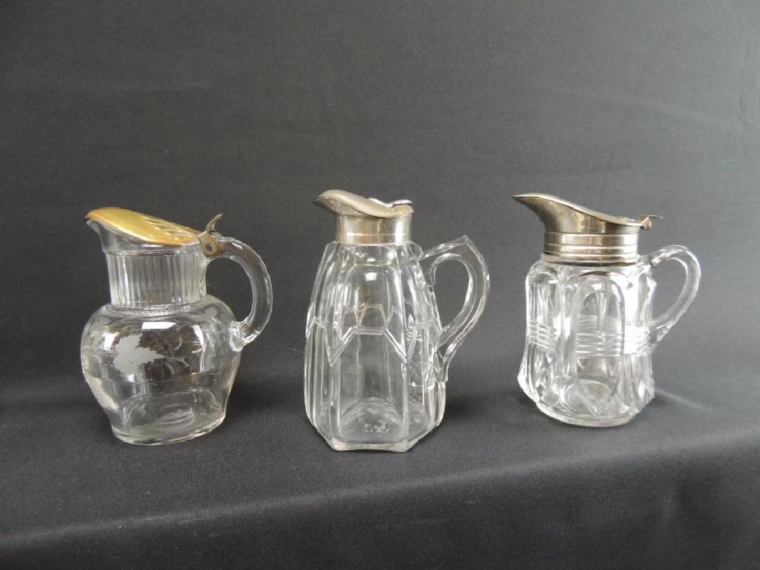 Group of 3 Antique EAPG and Etched Glass Syrups (1 of 4)
