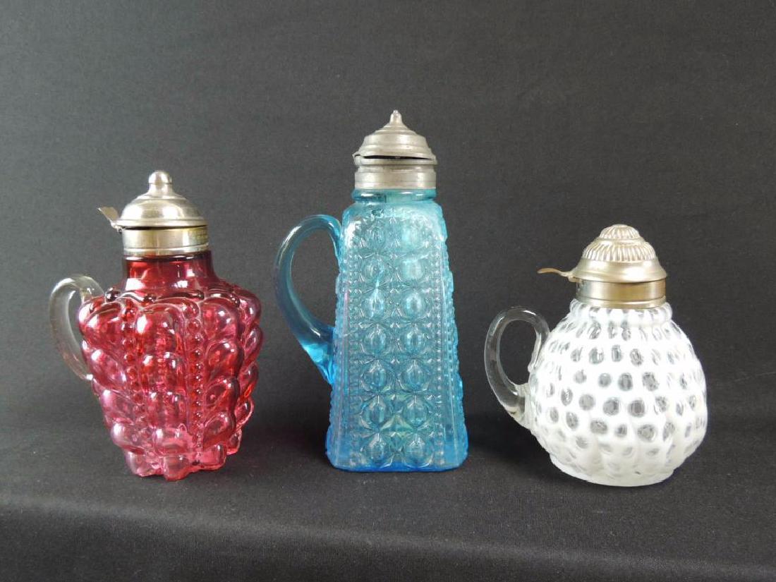 Group of 3 Antique Colored Glass Syrups (1 of 8)