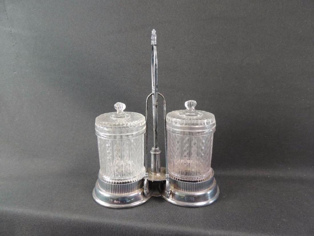 Antique EAPG Double Pickle Castor with Tongs (1 of 4)