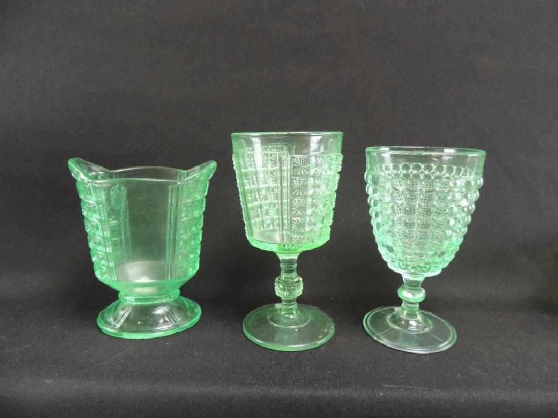 Group of 3 Antique Apple Green Pressed Glass Items (1 of 2)