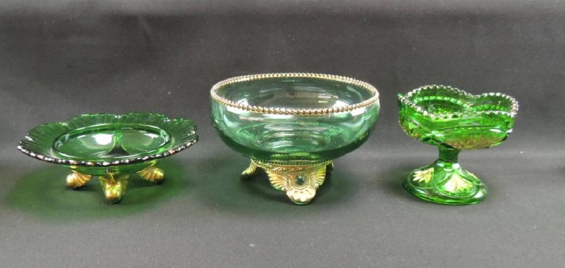 Group of 3 Antique Colorado Green Glass Items (1 of 3)