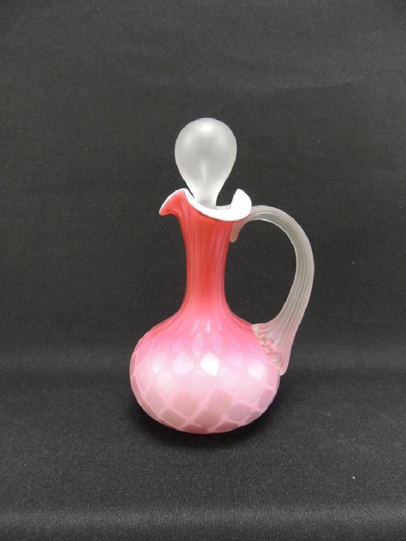 Antique Pink Satin Cased Glass Cruet with Stopper (1 of 2)