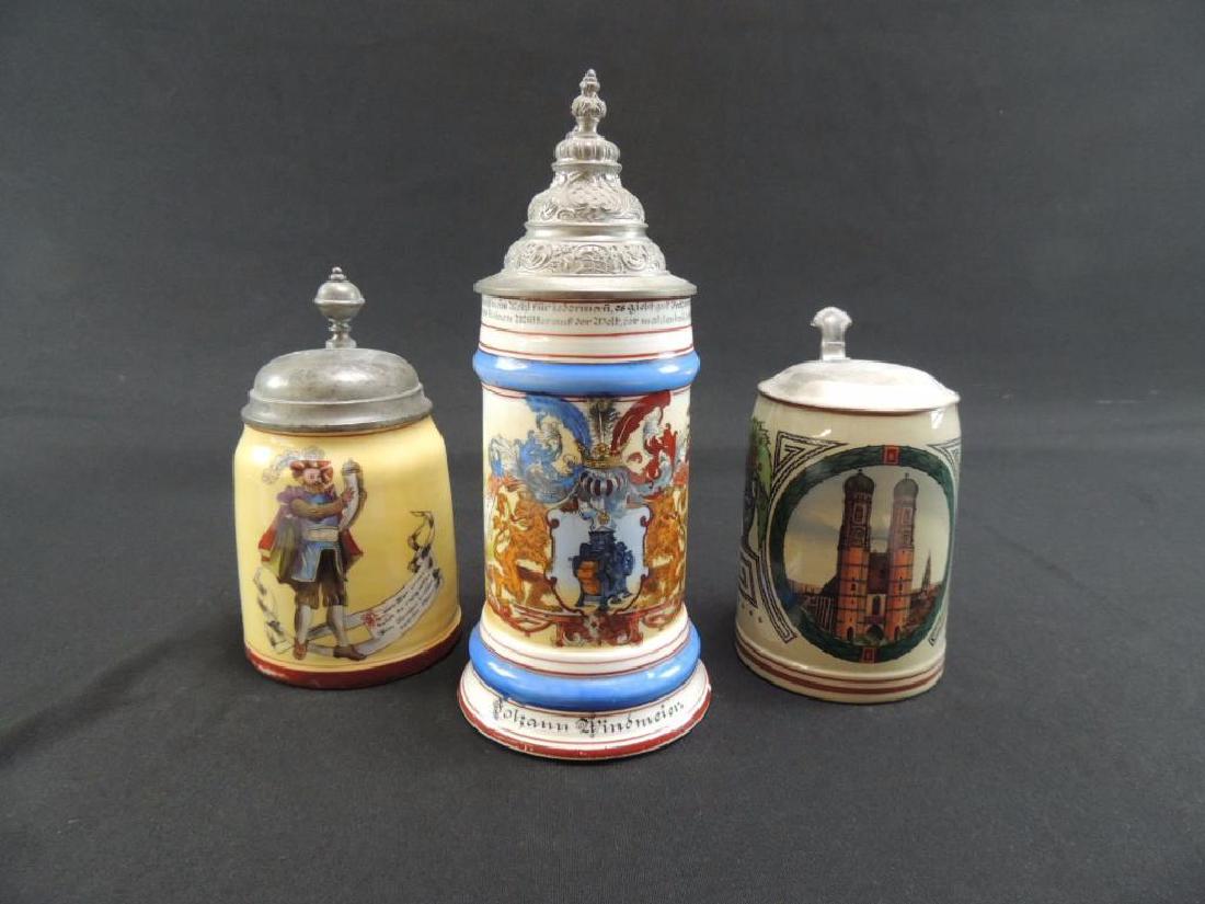 Group of three antique steins featuring occupational (1 of 11)