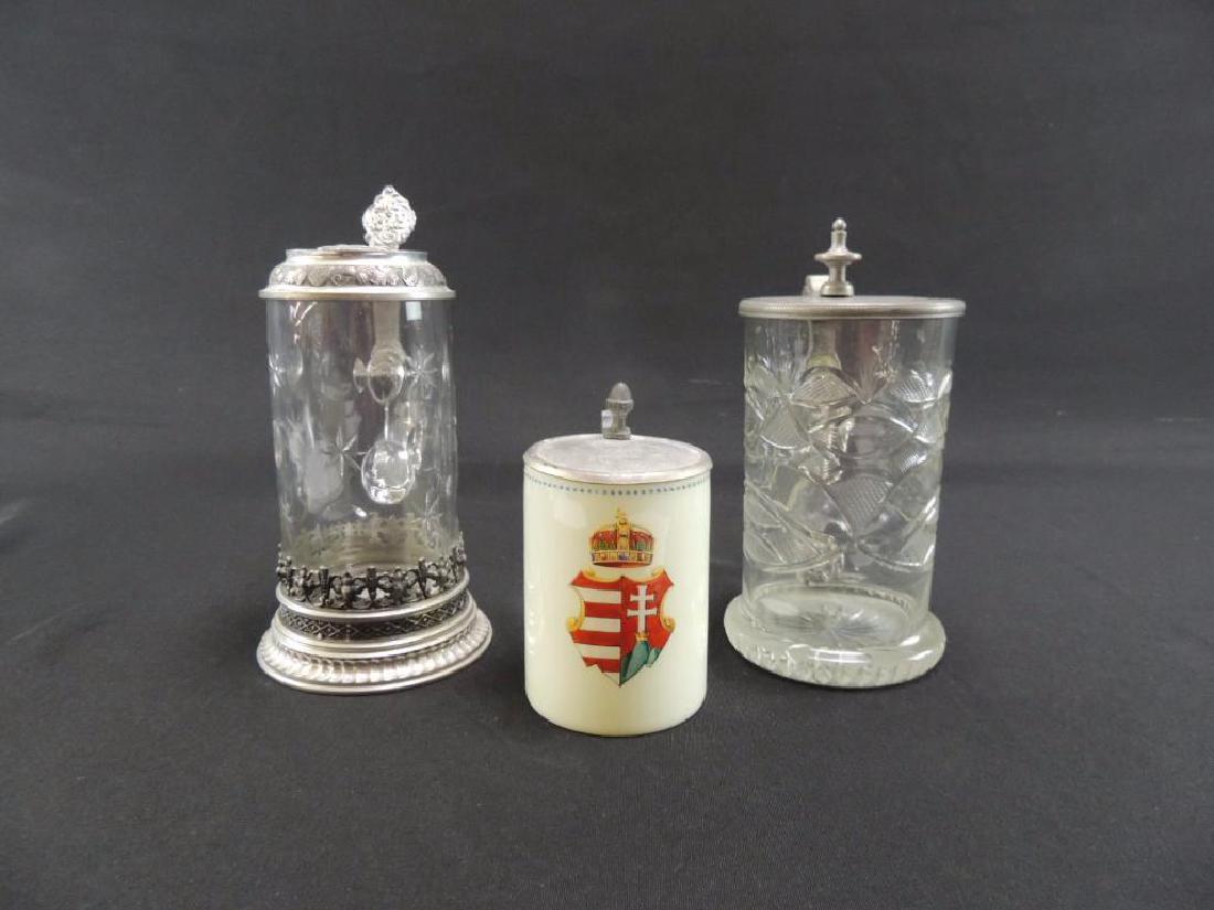 Group of three antique glass steins (1 of 6)