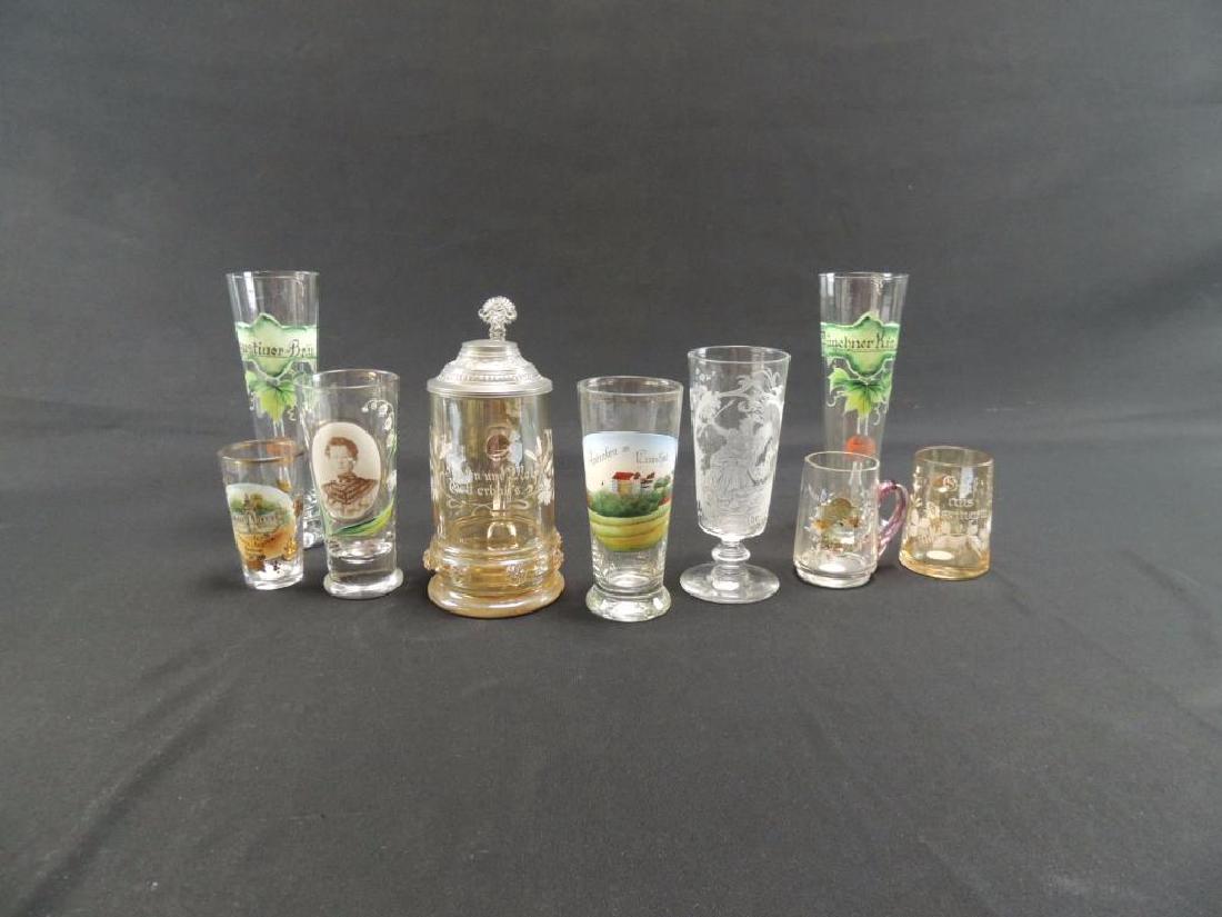 Group of nine German glass Steins and Glasses (1 of 5)
