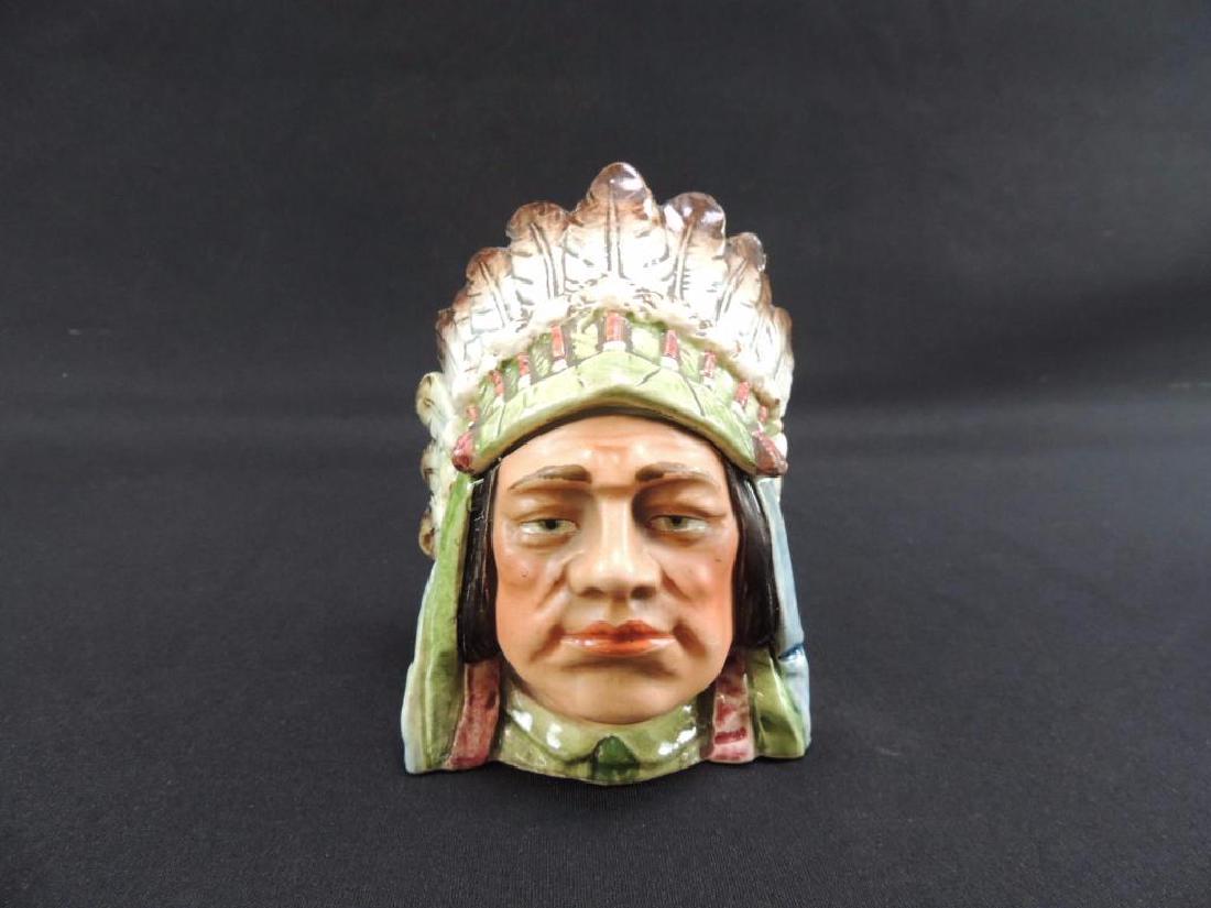 Antique Native American Indian with Head Dress Tobacco: one small chip on head dress, 5 1/2" Tall