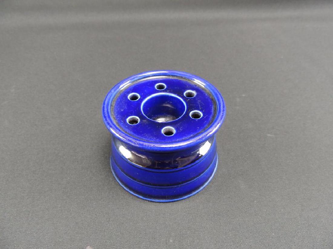 Antique Blue Stoneware Ink Well and Quill Holder (1 of 3)