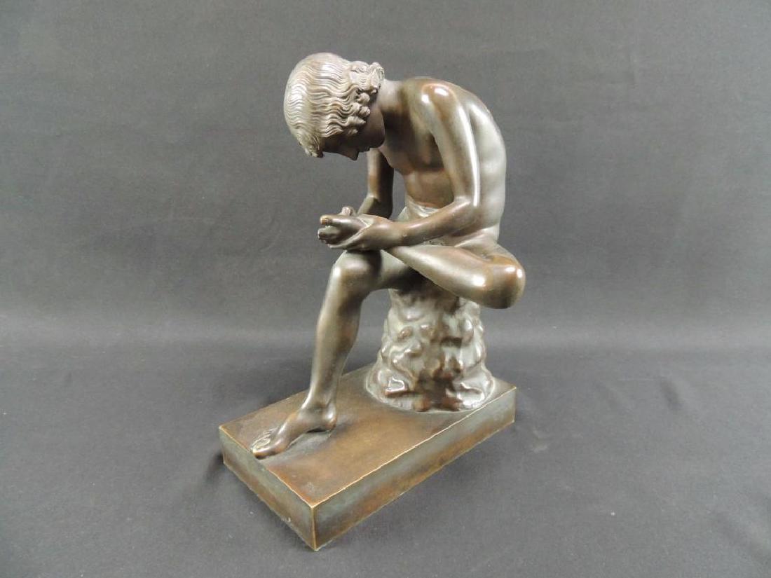 Vintage Bronze Statue Featuring Boy with Thorn in Foot (1 of 5)