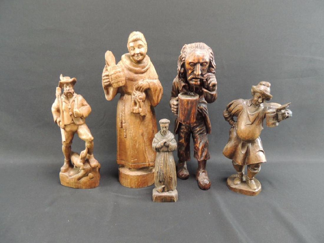 Group of 5 Hand Carved Wood Statues (1 of 5)