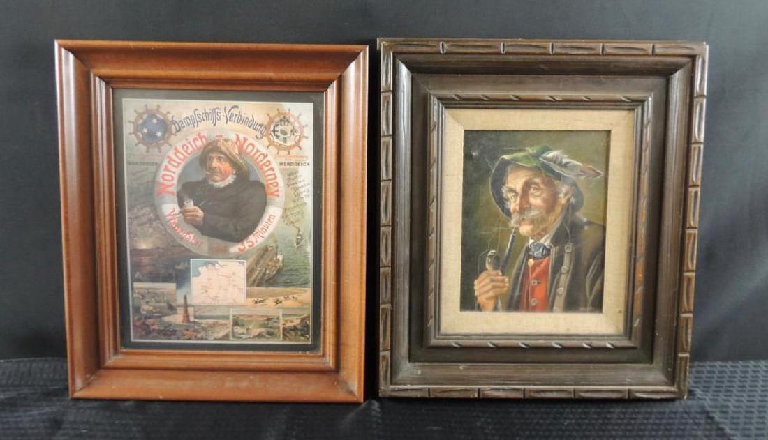 Group of 2 Vintage German Oil Painting and Print (1 of 4)