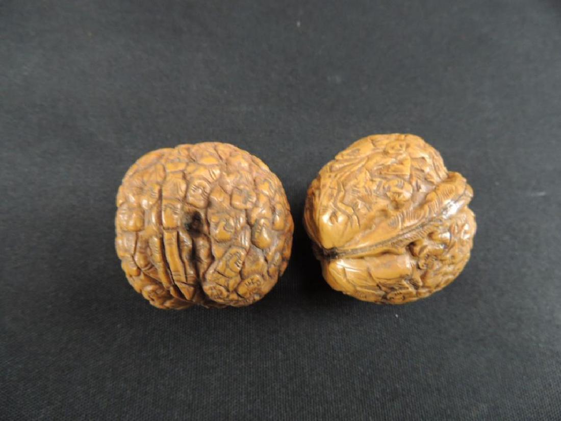 Group of 2 Vintage Carved Walnuts (1 of 4)