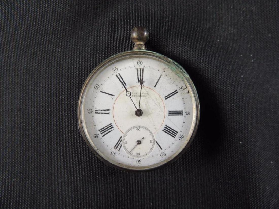 Antique H. Berdroth Altenessen Open Face Pocket Watch: Non Working Condition, Some Flaws, Cracks in Porcelain Face, Coin/Sterling Silver