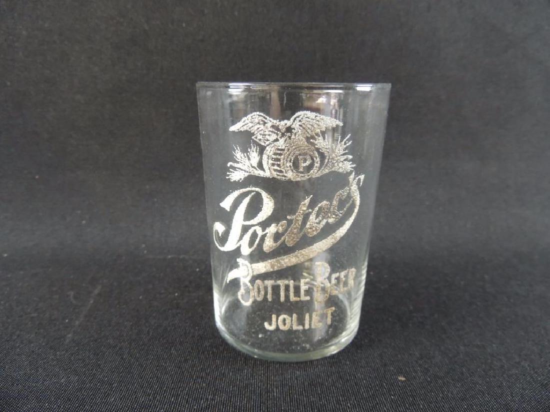 Antique Porter's Bottle Beer Joliet Il. Brewery Glass: 3 1/2"x2 1/2"
